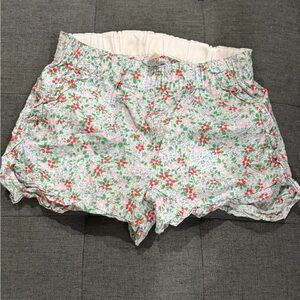 Crewcuts Kids High Waist Floral Shorts - Red and Green